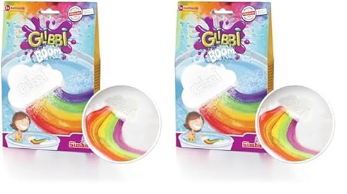 Simba 105953451 - Glibbi Boom Regenbogenbombe, Badewannenspielzeug für Kinder ab 3 Jahren, bunter Schaum für die Badewanne, Badebombe, Regenbogen Badewolke (Packung mit 2) von Simba