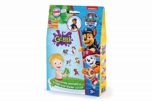 Simba 105953531 - Glibbi Paw Patrol, Badewannenspielzeug, Wasserspielzeug, Pulver verwandelt Wasser in eine grüne, gelartige Masse und wieder zurück, inklusive Badesticker, 300g, ab 3 Jahren von Simba