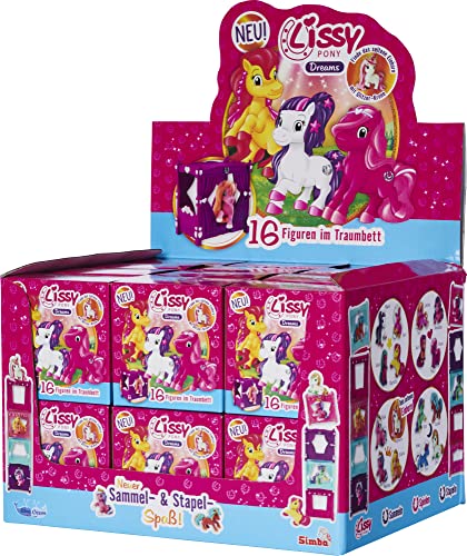 Simba 105953583 - Lissy Pony Dreams, Pferde zum Sammeln, 16-fach sortiert, es wird nur ein Artikel geliefert, mit Traumbett, Sammelfigur 5cm, ab 3 Jahren, Einzelpack, Blau von Simba