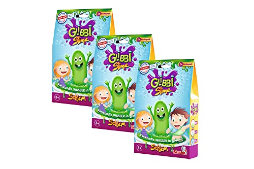 Simba 105953595 - Glibbi Slime, Badewannenspielzeug, Pulver verwandelt Wasser in grünen Schleim, 3x150 g, Nachhaltige Verpackung, Glibber, Badespaß, ab 3 Jahren [Exklusiv bei Amazon] | 150g (3er Pack) von Simba