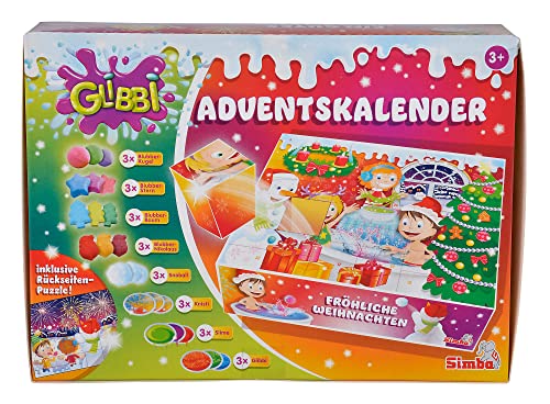 Simba 105953614 - Glibbi Adventskalender, 24 Überraschungen, Badewannenspielzeug, Badespaß, Badebombe, Glibber, Schleim, Badekugel, ab 3 Jahren von Simba