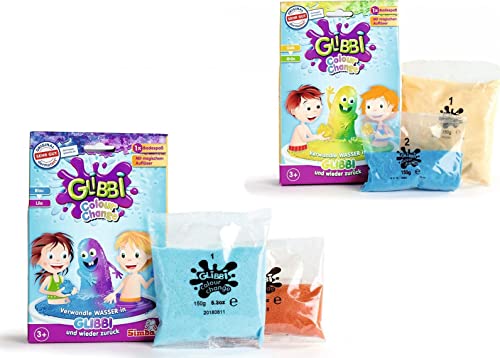 Simba 105957575 - Glibbi Slime Badespaß Color Change (2x 150g), glibbriges Badewannenspielzeug mit Farbwechsel für Kinder ab 3 Jahren, erhältlich in 2 Farben von Simba