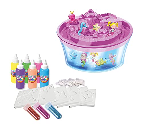 Simba 106322568 - Aqua Gelz Deluxe Meerjungfrauen Set, Bastelset, Kreativ, 6 Flaschen Farbgel, 3x Glitzerpulver, 6 Formen, 5x Wasserzusatz, Schale mit Aufsatz, ab 8 Jahren von Simba