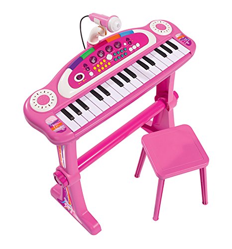 Simba 106830690 - My Music World Girls Standkeyboard, 31 Tasten, Licht und Sound, 55cm, ab 3 Jahre, Rose von Simba