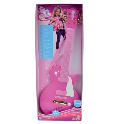 Simba 106830693 - My Music World Girls Rockgitarre, Metallsaiten, Gurt, 56cm, ab 4 Jahre, Rose von Simba