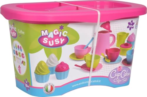 Simba 107102626 - Cupcake Service, 24 Teile, Sandspielzeug, Puppenküche, Kanne 13cm, Teetassen, Sandformen, Sandkuchen, ab 3 Jahren von Simba