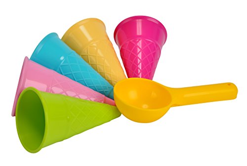 Simba 107108605 - Sandformen Eis, 5 Waffeln, 1 Portionierer, Sandspielzeug, 15cm, Geschenkset, Sandkasten, Mehrfarbig von Simba