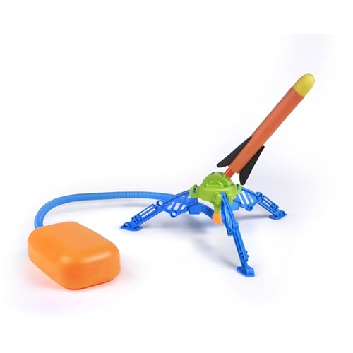 Simba 107206074 - Super Rakete, verstellbare Abschussvorrichtung, Rocket, 3 Raketen aus Schaumstoffmaterial, 24cm, Outdoor, Gartenspielzeug, Flugspielzeug, ab 3 Jahren, Grüne von Simba