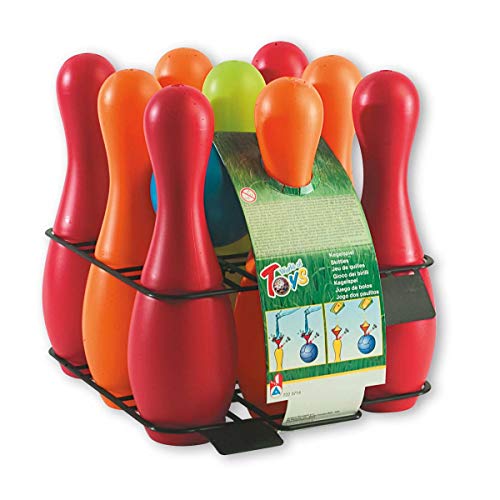 Simba 107223714 - Kegelspiel mit Halterung, 9 Kegel, 2 Bälle, mit Wasser oder Sand befüllbar, 26cm von Simba