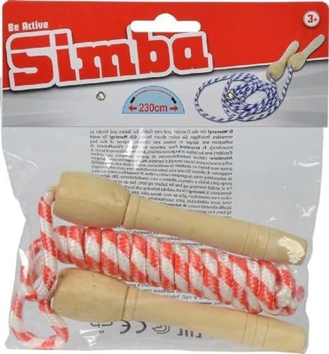 Simba 107301006 - Springseil Super Jump, 3-sort., es wird nur ein Artikel geliefert, mit Naturholzgriff, rot, blau, oder gelb, Seil 230cm, ab 5 Jahren von Simba