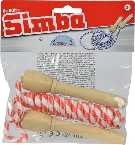 Simba 107301006 - Springseil Super Jump, 3-sort., es wird nur ein Artikel geliefert, mit Naturholzgriff, rot, blau, oder gelb, Seil 230cm, ab 5 Jahren von Simba