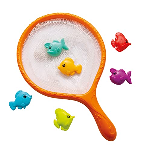 Simba 107796088 - Kescher mit Fischen, Fische sinken langsam im Wasser, Fischernetz, Babyspielzeug, Angeln, Angelspielzeug, 31cm, Unterwassertiere je 5,5cm, ab 18 Monaten von Simba