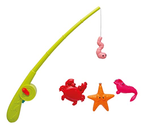 Simba 107796091 - Magnet Angelspiel, Angelrute mit Automatikfunktion, Rute 36cm, 3 Meerestiere, Badespielzeug, Kleinkindspielzeug, Helle/Pastellfarben von Simba