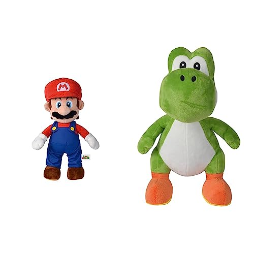 Simba 109231013 - Super Mario Plüschfigur, 50cm & 109231012 - Super Mario Yoshi Plüschfigur, 30cm von Simba