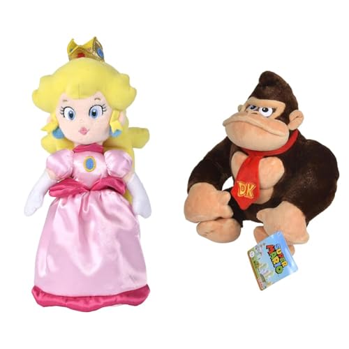 Simba 109231530 Super Mario Peach, 27cm Plüschtier, Nintendo, Plüschfigur ab den ersten Lebensmonaten & Mario Donkey Kong, 27cm Plüschfigur, ab den ersten Lebensmonaten geeignet von Simba