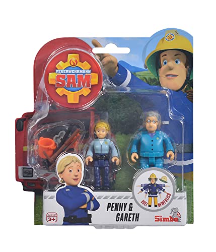 Simba 109251026 - Feuerwehrmann Sam Figuren Doppelpack Serie 2, voll beweglich, 7, 5cm, 6 Zubehörteile, zufällig aus 4 Figuren sortiert von Simba