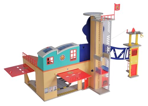 Simba 109251059 - Feuerwehrmann Sam Mega Feuerwehrstation XXL große Feuerwehrwache inklusive Sam Spielfigur, mit Licht, Sound und Funkgerät, für Kinder ab 3 Jahren[Exklusiv bei Amazon] von Simba