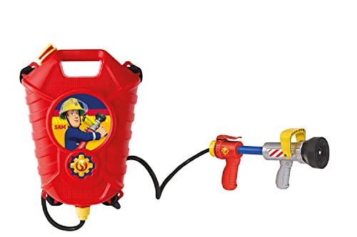 Simba - Feuerwehrmann Sam Wasserpistole, Nachfüllpack, 23 cm, Feuerstarter, verstellbare Schultergurte, 109252293002 von Simba