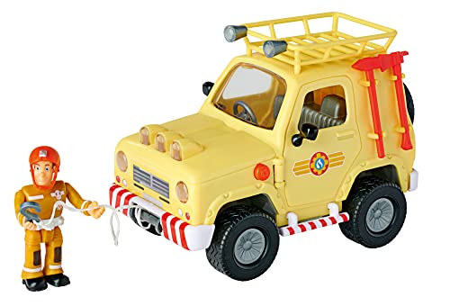 Simba 109252511 - Feuerwehrmann Sam 4x4 Geländewagen mit Figur, Feuerwehrauto 15cm, mit Licht, Türen zum Öffnen, Zubehör, ab 3 Jahren[Exklusiv bei Amazon], Multi-colou von Simba