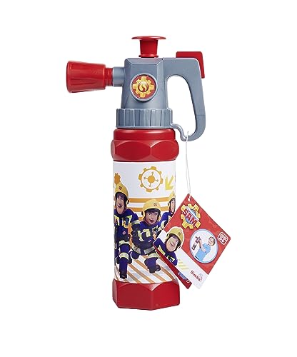 Feuerwehrmann Sam Feuerlöscher XL, Druckluftmeachanismus, mit Griff, wasserfeste Banderole, 31cm, Tankvolumen 650ml, Reichweite 6m, ab 3 Jahren von Simba