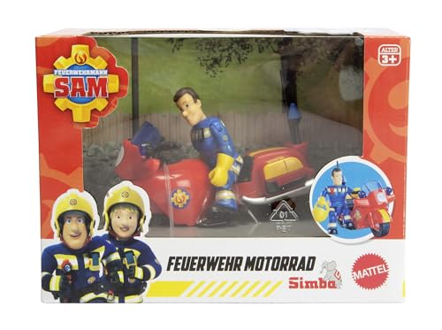 Simba 109252654 Feuerwehrmann Sam Feuerwehr Motorrad mit Figur und Zubehör, 10,5cm, ab 3 Jahren von Simba