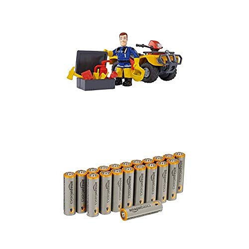 Simba 109257657 - Feuerwehrmann Sam Mercury-Quad mit Figur und Zubehör mit Amazon Basics Batterien von Simba