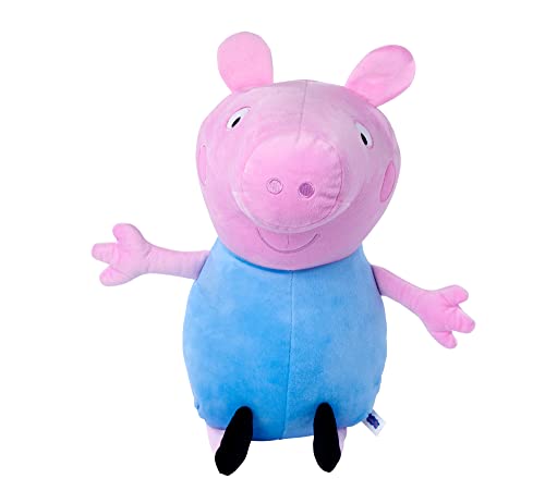 Simba 109261003 - Peppa Pig Plüsch Schorsch, 31cm, im Standardoutfit, Plüschfigur, Plüschtier, ab den ersten Lebensmonaten, Blauen, White von Simba