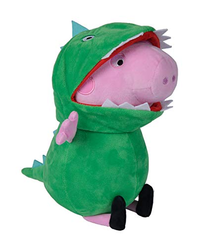 Simba 109261015 - Peppa Pig Plüsch George, Schorsch mit Dino Outfit, 28cm, Plüschtier, Für Kinder ab den ersten Lebensmonaten von Simba