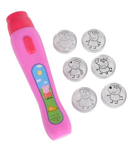 Simba 109262386 - Peppa Pig Light Projector, projiziert Bilder, 6 Motive, LED, 16cm, ab 3 Jahre, Rosa/Grün/Blau/Gelb von Simba