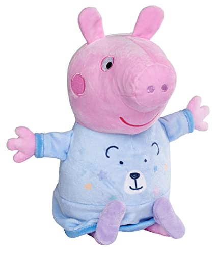 Simba 109262527 - Peppa Pig Gute Nacht Plüsch, blau, 2in1 mit Schlaflied und Schlummerlicht, automatische Zeitabschaltung, 25cm, Peppa Wutz, Babyspielzeug, Kuscheltier, ab den ersten Lebensmonaten von Simba