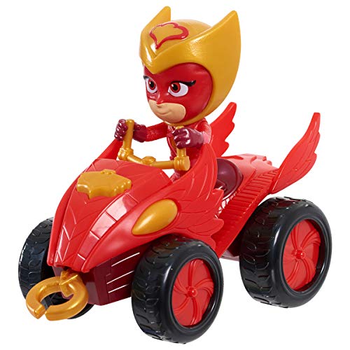 Simba 109402423 - PJ Masks Quad Eulette, mit Superhelden Action Figur, mit integrierter Seilwinde, rot mit goldenen Akzenten, Figur 8cm groß, für Kinder ab 3 Jahren von Simba