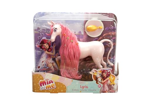 Simba 109480094 - Mia and Me Einhorn Lyria, mit Haarclips und Bürste zum Frisieren, 25cm Spielpferd, Pony, ab 3 Jahren, Rosa von Simba