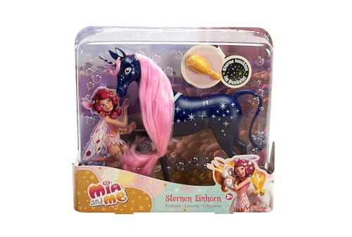 Simba 109483043 - Mia and Me 25cm Sternen Einhorn, Unicorn, Spielpferd mit Sternen am Körper, die im Dunkeln leuchten und einer Bürste zum Frisieren der Haare, ab 3 Jahren von Simba