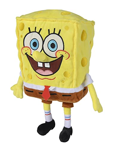 Simba 109491000 - Spongebob Schwammkopf Plüsch 35cm, Plüschfigur mit recyceltem Füllmaterial, ab den ersten Lebensmonaten, Gelb von Simba