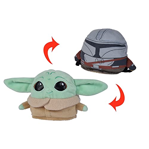 Simba 6315870367 - Disney Mandalorian, Grogu und Mando Wendeplüschfigur, 8cm, 2 Gesichter, für Kinder ab den ersten Lebensmonaten geeignet, Grünen von Simba