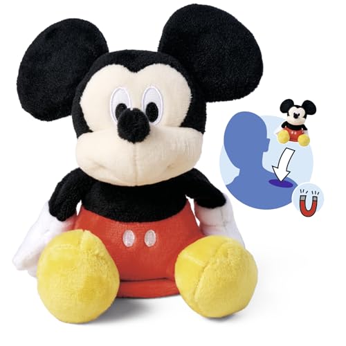 SIMBA 6315870460 Disney Schulter-Kuscheltier Micky Maus (12 cm) -Mickey Mouse als magnetische Plüschfigur zum Mitnehmen, Spielzeug für Fans & Kinder ab 0 Jahre von Simba