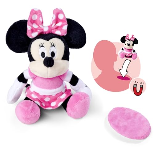 SIMBA 6315870461 Disney Schulter-Kuscheltier Mouse (12 cm) -Minnie Maus als magnetische Plüschfigur zum Mitnehmen, Spielzeug für Fans & Kinder ab 0 Jahre von Simba