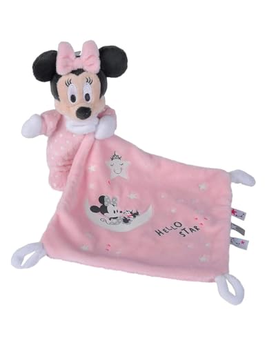 Simba 6315872505 - Disney Minnie Schmusetuch, Glow in the Dark, Mickey Mouse, Plüschspielzeug, ab den ersten Lebensmonaten, Rosa von Simba