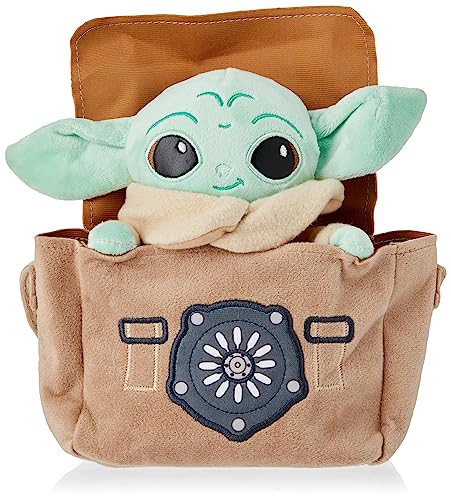 Simba 6315875807 - Disney Mandalorian Grogu mit Tasche, 25cm, Fanartikel, Baby Yoda, The Child, Plüschfigur, ab den ersten Lebensmonaten von Simba