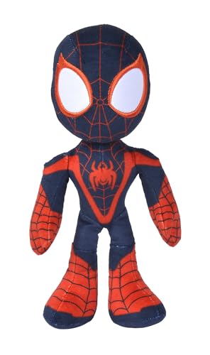 Simba 6315875812X12 - Disney Marvel Miles Morales, 25cm Plüschfigur mit Glow in the dark Augen, Spiderman Filmfigur, Plüschspielzeug, Spinne, Comic Figur, Superheld, ab den ersten Lebensmonaten von Simba