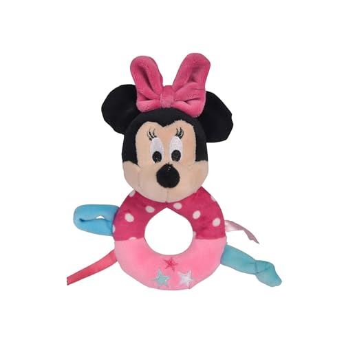 Simba 6315876392 - Disney Minnie Maus Ringrassel, bunt, 14cm, ab den ersten Lebensmonaten geeignet, Babyspielzeug, Rassel, Micky Mouse, Rosa-Blau von Simba