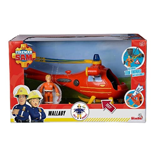 Simba - Feuerwehrmann Sam – Hubschrauber Wallaby 1 – Sound- und Lichtfunktionen – 1 Figur + Zubehör im Lieferumfang enthalten – Batterien enthalten – ab 3 Jahren – 109251002038 von Simba