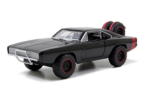 Jada Toys Fast & Furious Dom's 1970 Dodge Charger Offroad, Auto, Tuning-Modell im Maßstab 1:24, zu öffnende Türen, Motorhaube, schwarz von Jada Toys