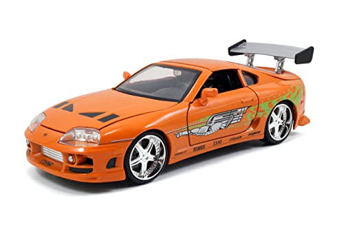 Jada Toys 253203005 Brian’s 1995 Toyota Supra aus Fast & Furious, Tuning-Modell im Maßstab 1:24, mit Spoiler, zu öffnenden Türen, Freilauf, Motorhaube und Kofferraum, orange von Jada Toys