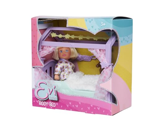Simba Evi Love Teddy Bed, Spielpuppe im Schlafanzug mit Schlafmaske, Flauschiger Decke, Teddy und Bett mit Glow in The Dark, 12cm, ab 3 Jahren Simba Evi Love Teddy Bed, Spielpuppe im Schlafanzug mit Schlafmaske, Flauschiger Decke, Teddy und Bett mit Glow in The Dark, 12cm, ab 3 Jahren von Simba