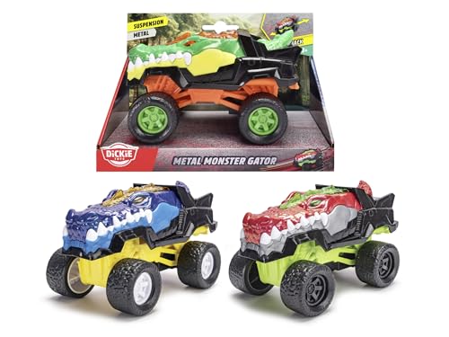 Dickie Toys - Metal Monster Gator Auto (15 cm) - Krokodil-Monstertruck ab 3 Jahre, Spielzeugauto für Kinder mit Rückzug, Federung & Gummireifen (3-Fach Sortiert, zufällige Auswahl) von Dickie Toys