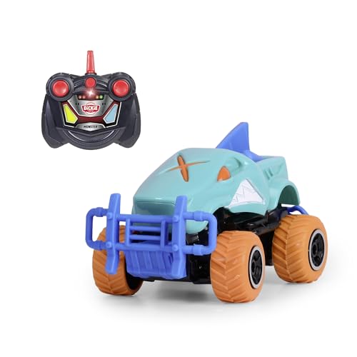 Dickie Toys - RC Auto Monster Shark (14 cm) - Ferngesteuerter Monstertruck ab 6 Jahre in Cooler Hai-Optik - Remote Control Car für Kinder, 8 km/h, 2,4 GHz Fernbedienung, inkl. Batterien von Dickie Toys