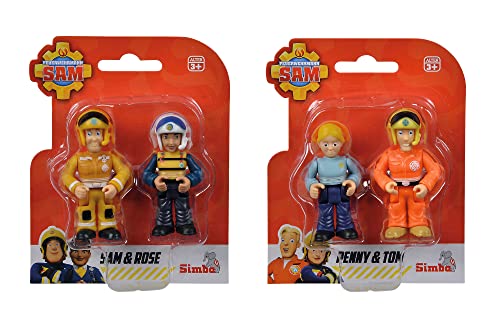 Simba - Feuerwehrmann Sam Set mit Zwei Figuren, 10925285038, 3 Jahre, 7 cm Figuren, Sam+Tom, Penny+Tom, zufällige Auswahl von Simba