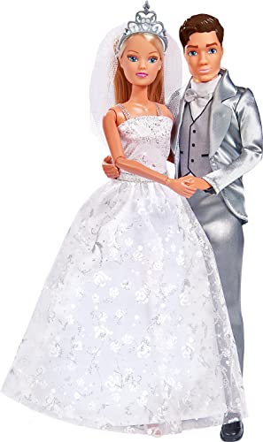 Simba 105723495 - Steffi Love Wedding Fashion, Romantisches Brautkleid und Hochzeitsanzug, inkl.Schuhe und Diadem, für 29cm und 30cm Ankleidepuppen, ohne Puppe, Für Kinder ab 3 Jahren von Simba