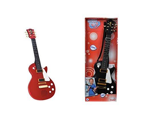 Simba 106837110 - My Music World Rockgitarre, 2-fach sortiert, es wird nur ein Artikel geliefert, Metallsaiten, Gurt, 56cm, ab 4 Jahre von Simba